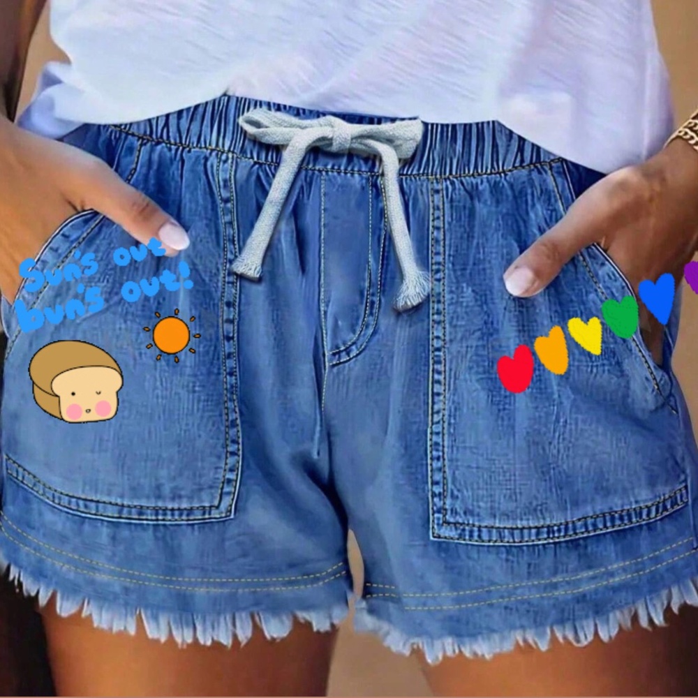 Dark Wash Frayed Hem Pocket jean Denim Shorts
